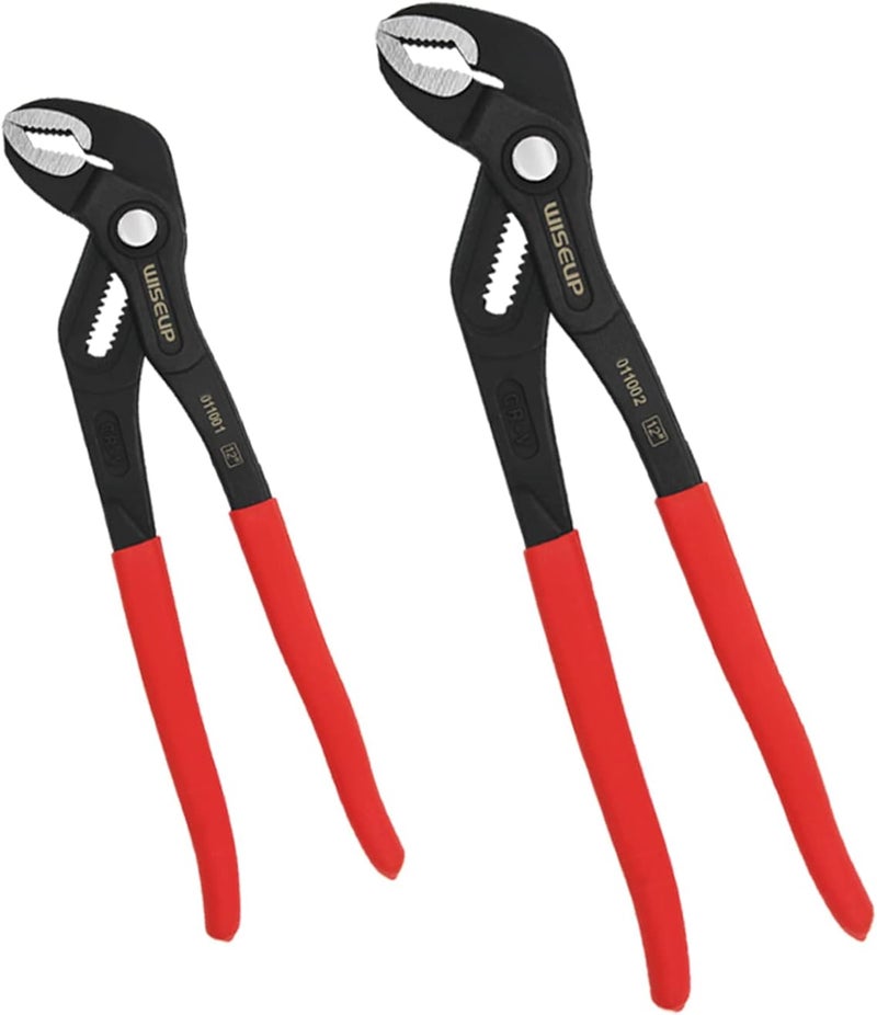 WISEUP Groove Joint Pliers Set - Fast Adjustable 7 & 10 Inch Water Pumper With Smooth Jaw - Tongue and Groove Wrench for Channel Home Repair, Gripping Nuts, Bolts, Pipe - Image 1